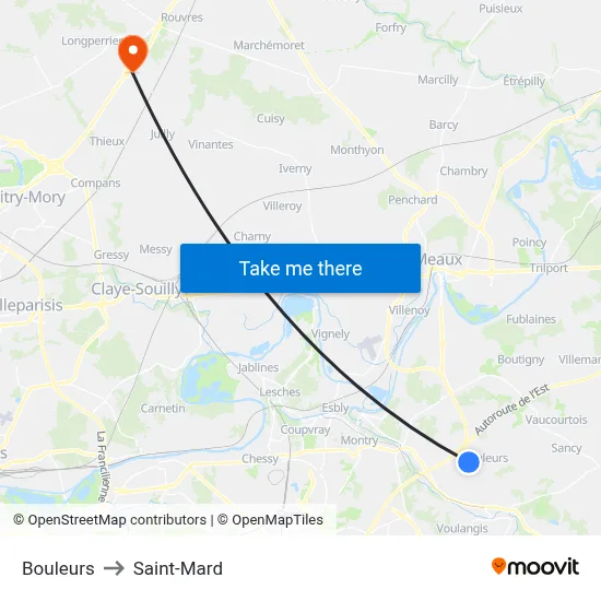 Bouleurs to Saint-Mard map