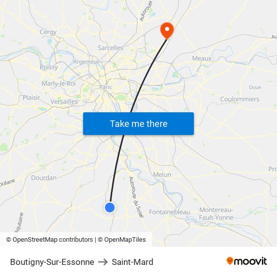 Boutigny-Sur-Essonne to Saint-Mard map