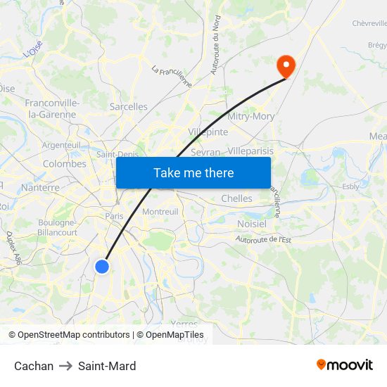 Cachan to Saint-Mard map
