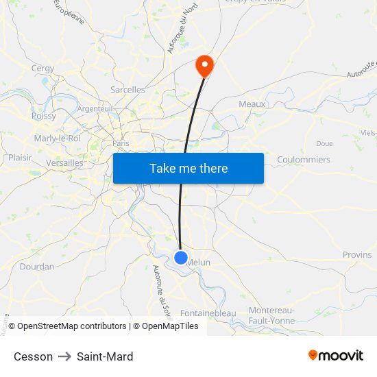 Cesson to Saint-Mard map