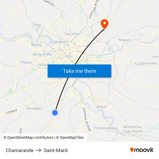 Chamarande to Saint-Mard map
