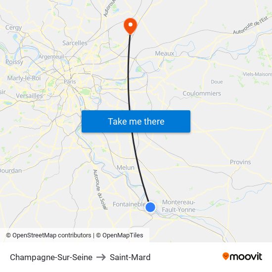 Champagne-Sur-Seine to Saint-Mard map