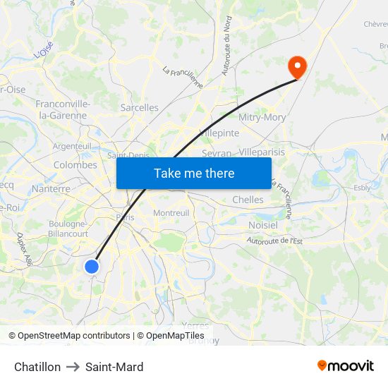 Chatillon to Saint-Mard map