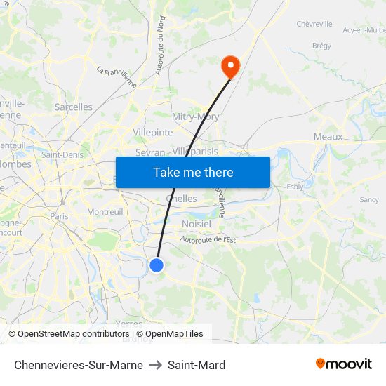 Chennevieres-Sur-Marne to Saint-Mard map