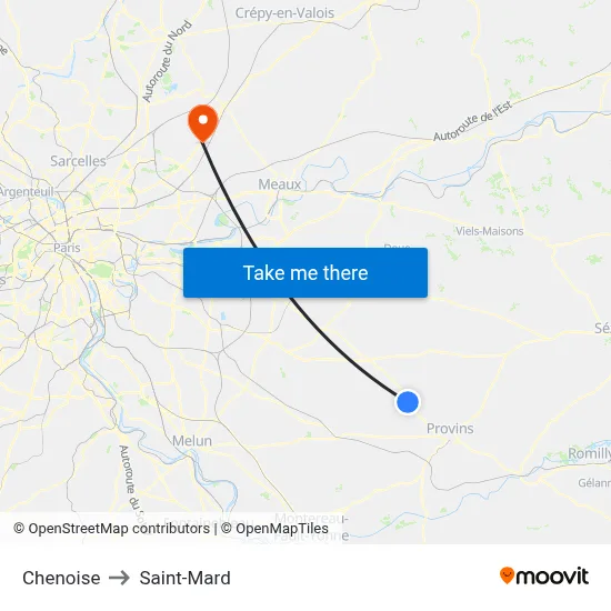 Chenoise to Saint-Mard map
