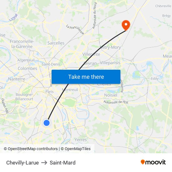 Chevilly-Larue to Saint-Mard map
