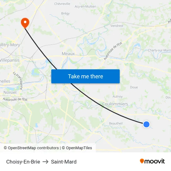 Choisy-En-Brie to Saint-Mard map