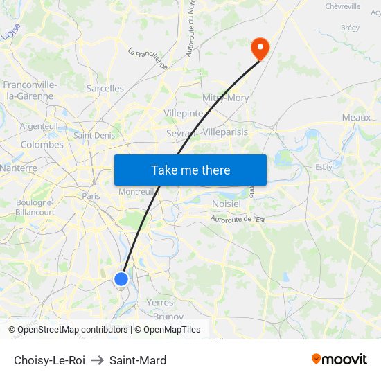 Choisy-Le-Roi to Saint-Mard map
