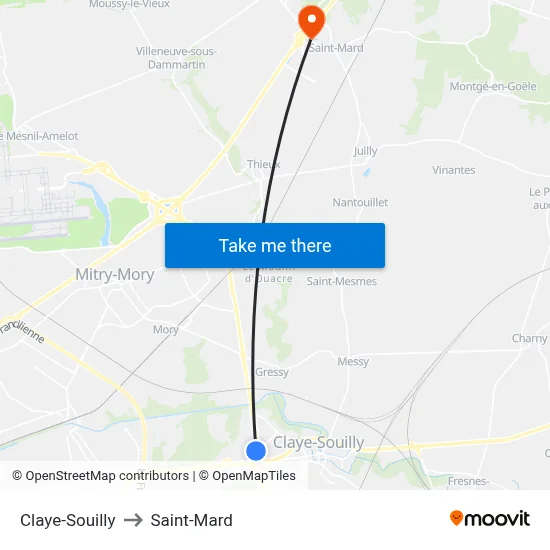 Claye-Souilly to Saint-Mard map