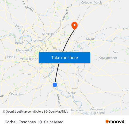Corbeil-Essonnes to Saint-Mard map