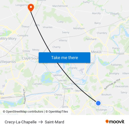 Crecy-La-Chapelle to Saint-Mard map