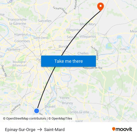 Epinay-Sur-Orge to Saint-Mard map