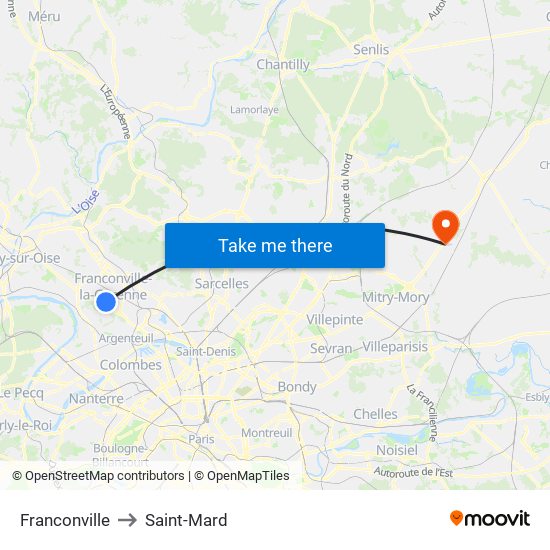 Franconville to Saint-Mard map