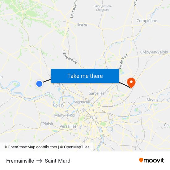 Fremainville to Saint-Mard map