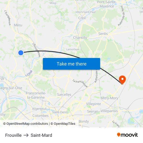 Frouville to Saint-Mard map
