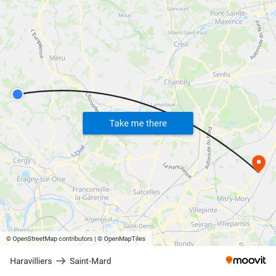 Haravilliers to Saint-Mard map