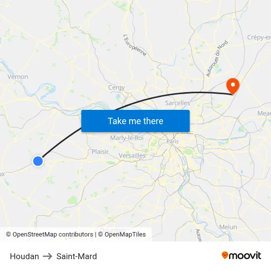 Houdan to Saint-Mard map