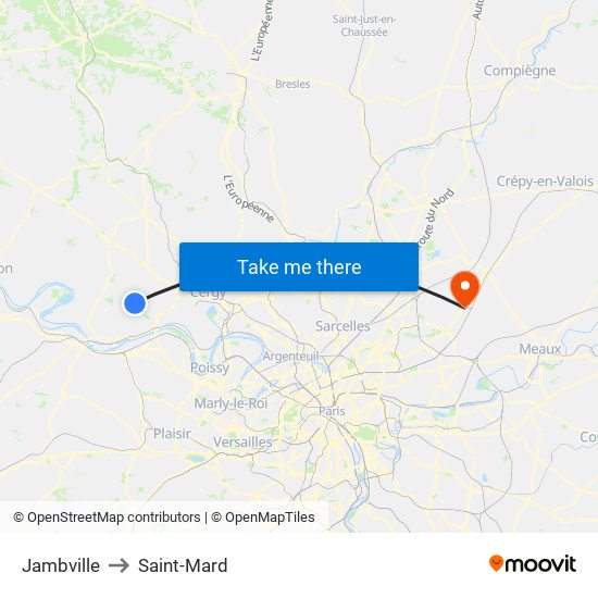 Jambville to Saint-Mard map