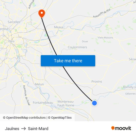 Jaulnes to Saint-Mard map