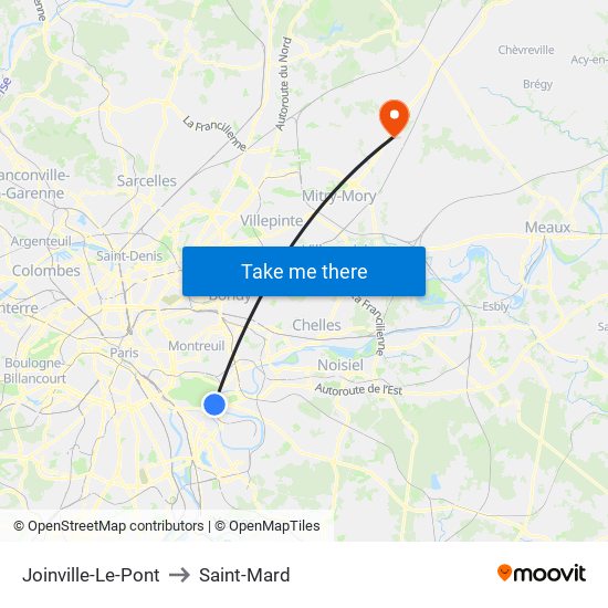 Joinville-Le-Pont to Saint-Mard map