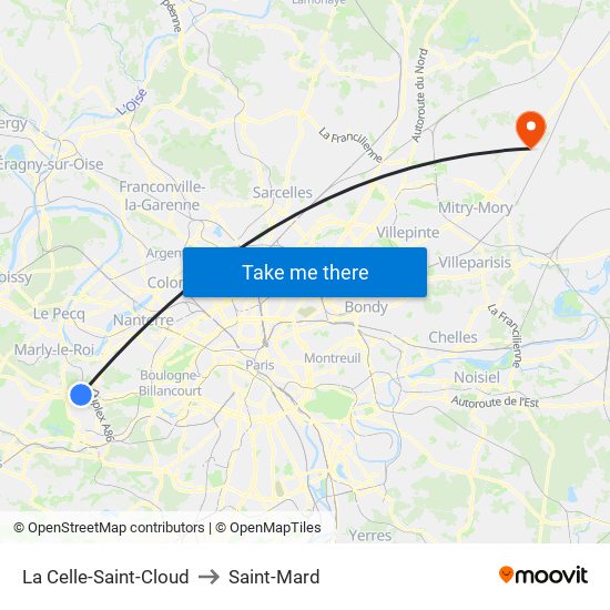 La Celle-Saint-Cloud to Saint-Mard map