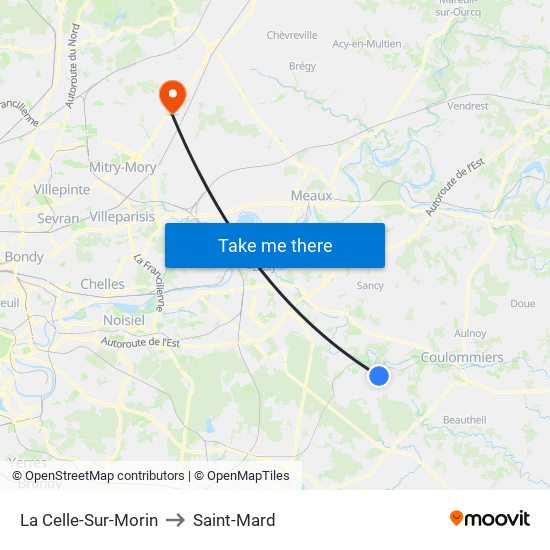La Celle-Sur-Morin to Saint-Mard map
