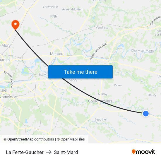 La Ferte-Gaucher to Saint-Mard map