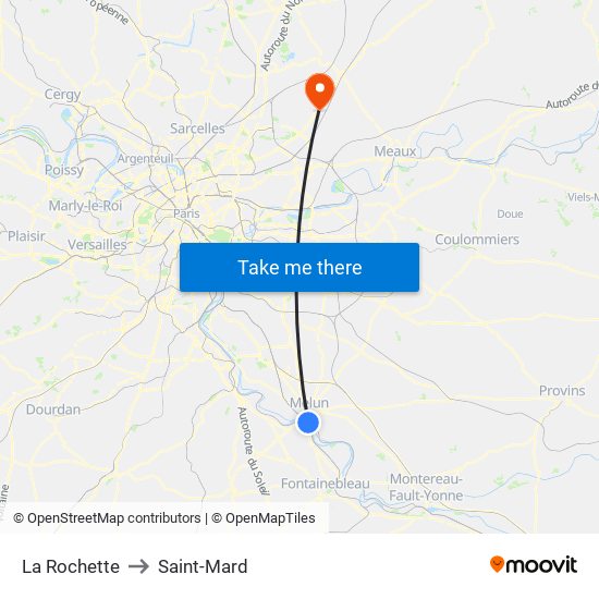 La Rochette to Saint-Mard map