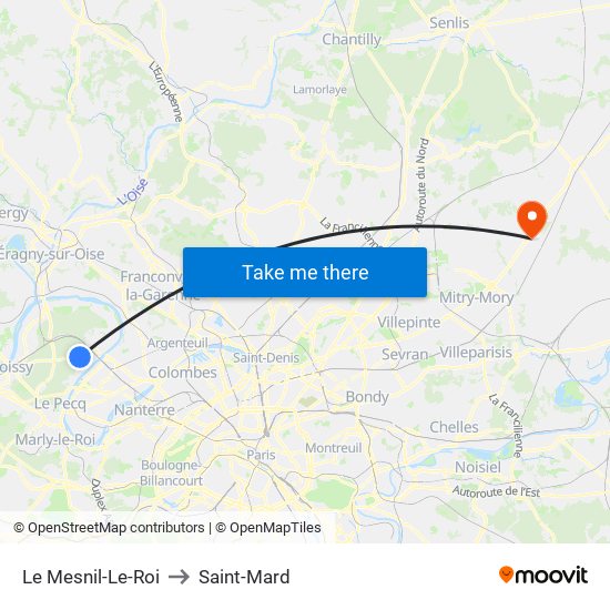 Le Mesnil-Le-Roi to Saint-Mard map