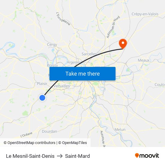 Le Mesnil-Saint-Denis to Saint-Mard map