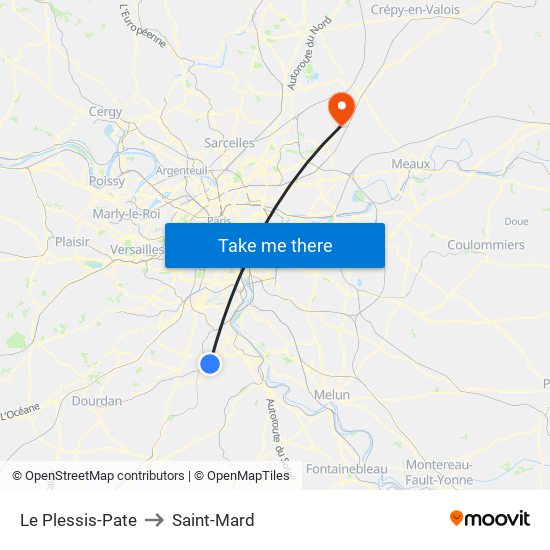 Le Plessis-Pate to Saint-Mard map