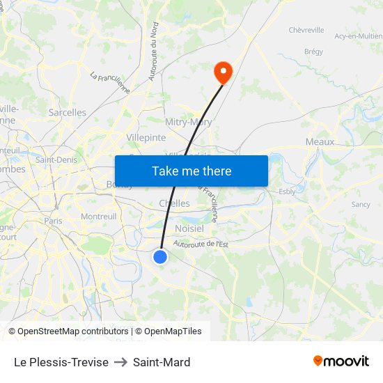 Le Plessis-Trevise to Saint-Mard map