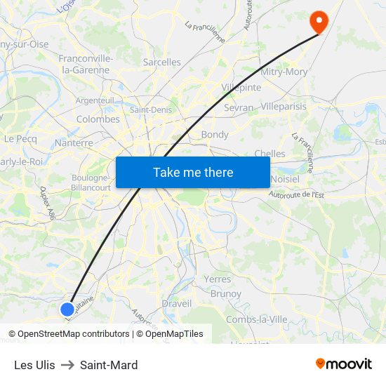 Les Ulis to Saint-Mard map