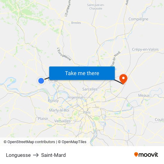 Longuesse to Saint-Mard map