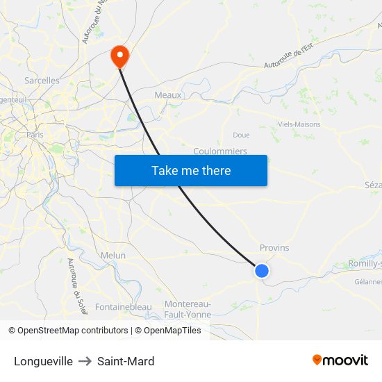 Longueville to Saint-Mard map