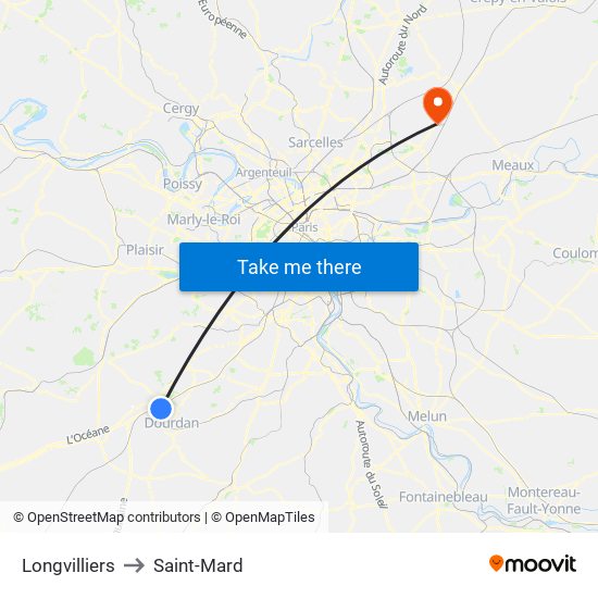 Longvilliers to Saint-Mard map
