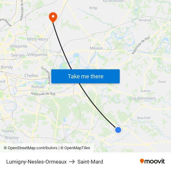 Lumigny-Nesles-Ormeaux to Saint-Mard map