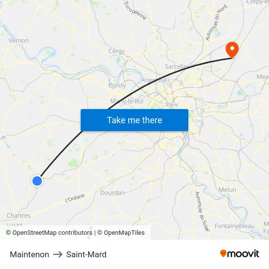 Maintenon to Saint-Mard map