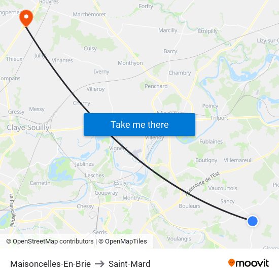Maisoncelles-En-Brie to Saint-Mard map