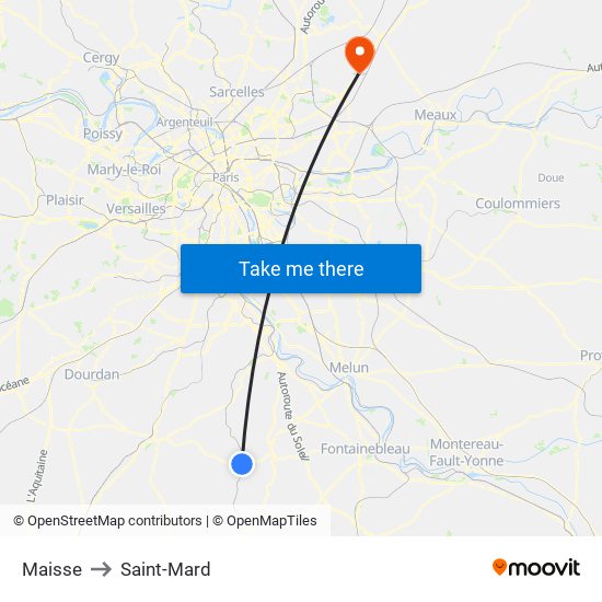 Maisse to Saint-Mard map