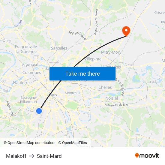 Malakoff to Saint-Mard map