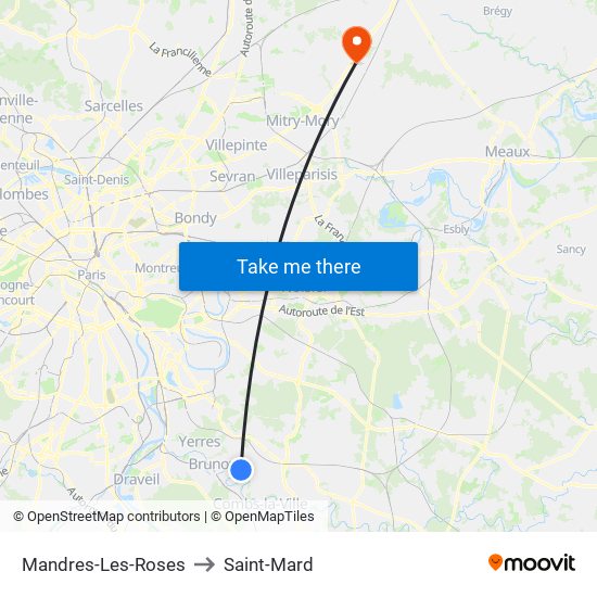 Mandres-Les-Roses to Saint-Mard map