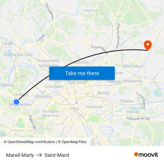 Mareil-Marly to Saint-Mard map