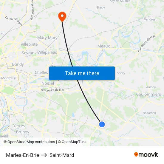 Marles-En-Brie to Saint-Mard map