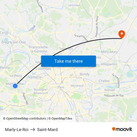 Marly-Le-Roi to Saint-Mard map