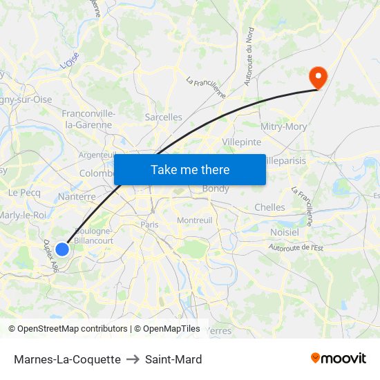 Marnes-La-Coquette to Saint-Mard map