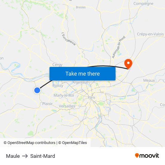 Maule to Saint-Mard map