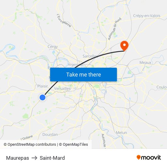 Maurepas to Saint-Mard map