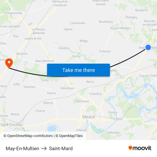 May-En-Multien to Saint-Mard map