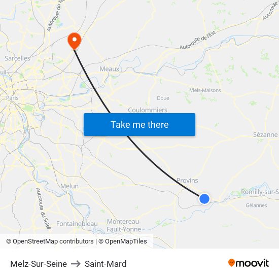 Melz-Sur-Seine to Saint-Mard map
